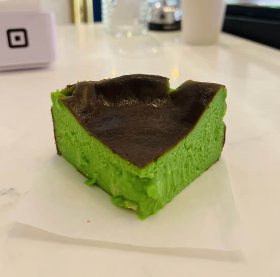 Coconut Pandan Cheesecake Slice